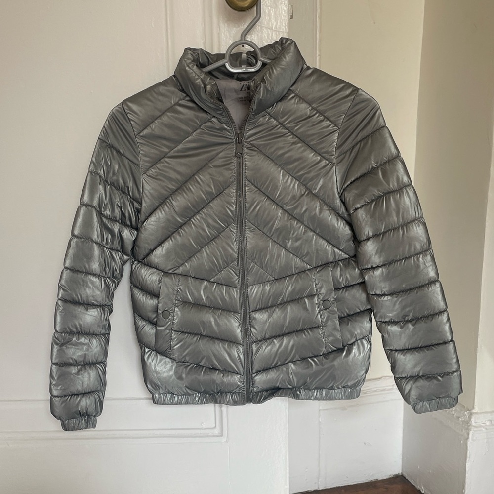 Zara Kids Silver Puffer Jacket